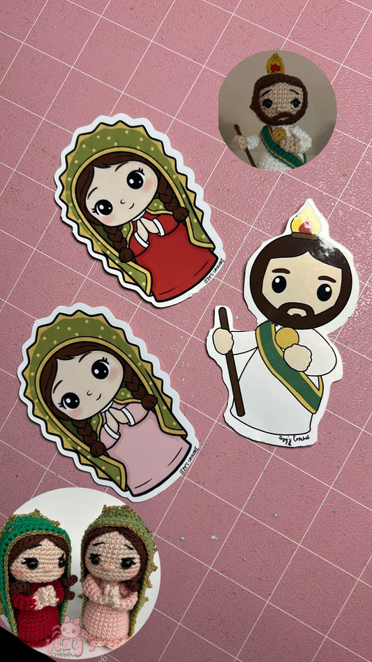 Virgencita and San Judas stickers